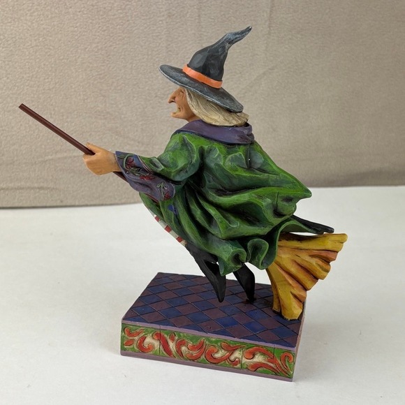 2006 Jim Shore Heartwood Creek "Swept Away" Halloween Witch On Broom 4005338 - Picture 2 of 5